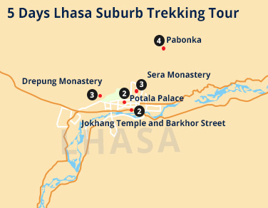 5 Days Lhasa Suburb Trekking Tour