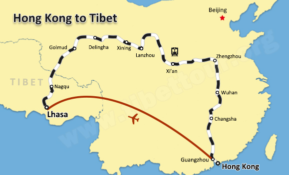 Hong Kong Tibet Tour Map
