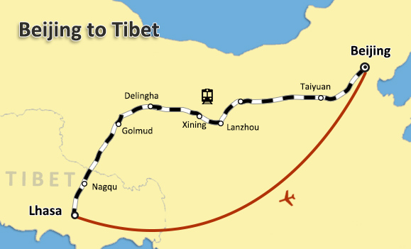 Beijing Tibet Tour Map
