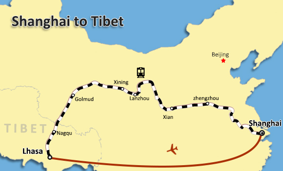 Shanghai Tibet Tour Map