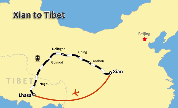 Xian Tibet Tour Map