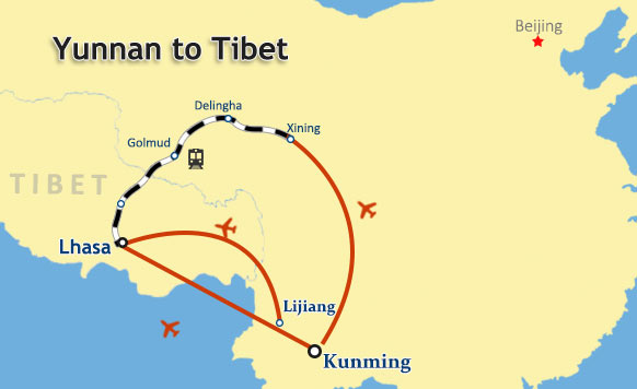 Yunnan Tibet Tour Map