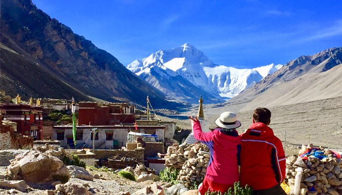 View Mount Everest from Rongbuk Monastery
