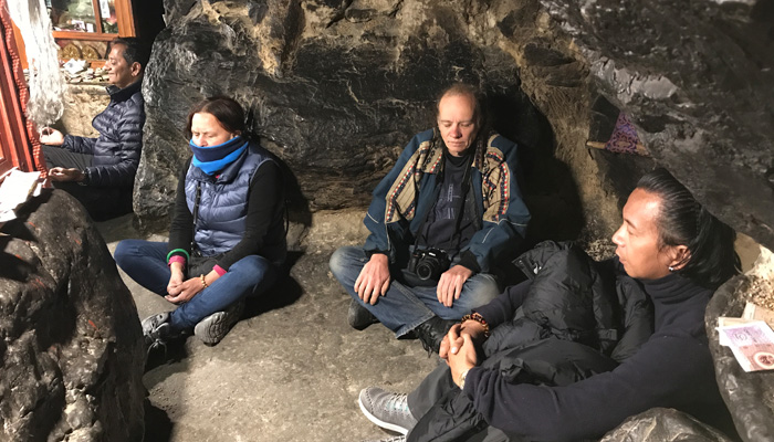 Our guests meditate in  Rongbuk Monastery