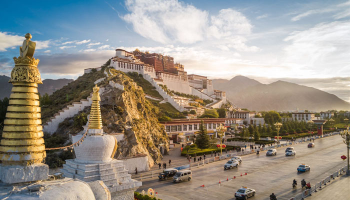 Potala Palace standing high in Lhasa city
