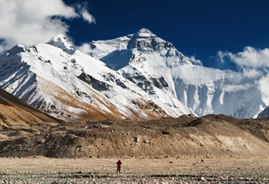 have a close-up of the north face of Mt. Everest in EBC
