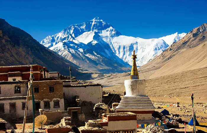 View of Mt. Everest from the Rongbuk Monastery