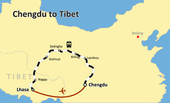 Chengdu Tibet Tour Map