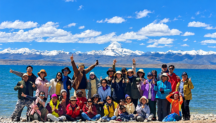 Travelers at Lake Mansarovar
