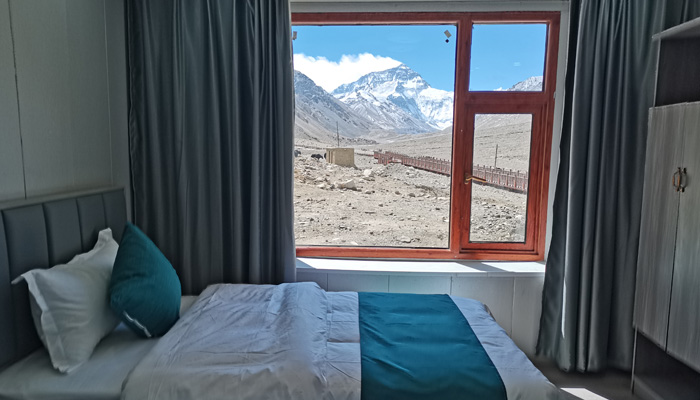Mount Everest view room in Rongbuk Monastery