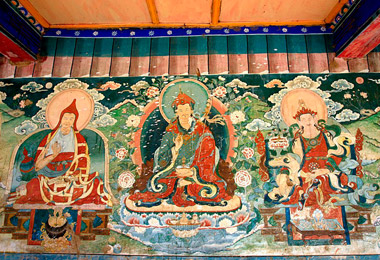 The ancient religious frescos in Samye Monastery