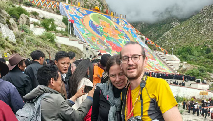 Thangka Unfolding in Drepung Monastery
