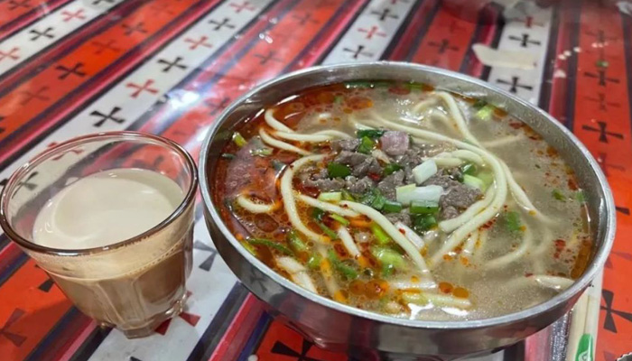 Tibetan Noodles and Tibetan sweet tea