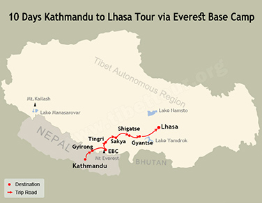 10 Days Kathmandu to Lhasa Tour via Everest Base Camp