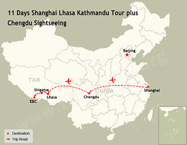11 Days Shanghai Lhasa Kathmandu Tour plus Chengdu Sightseeing