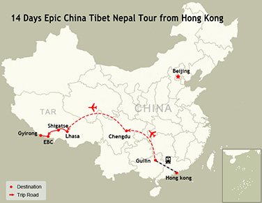 14 Days Epic China Tibet Nepal Tour from Hong Kong