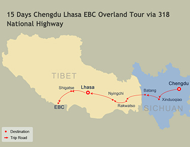 15 Days Chengdu Lhasa EBC Overland Tour via 318 National Highway