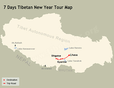 7 Days Tibetan New Year Tour Map