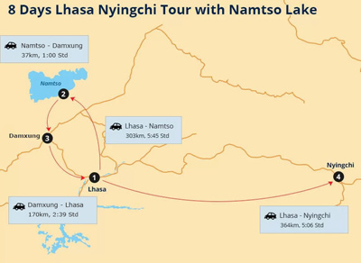 8 Days Lhasa Nyingchi Tour with Namtso Lake