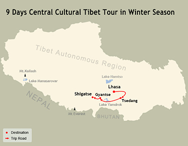 9 Days Central Cultural Tibet Tour in Winter Season