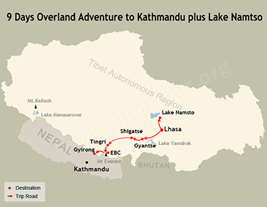 9 Days Overland Adventure to Kathmandu plus Lake Namtso