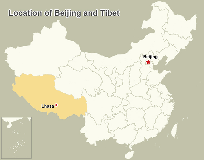 Beijing Tibet Location Map