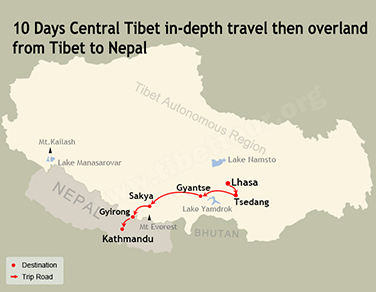 10 Days Central Tibet in-depth travel then overland from Tibet to Nepal