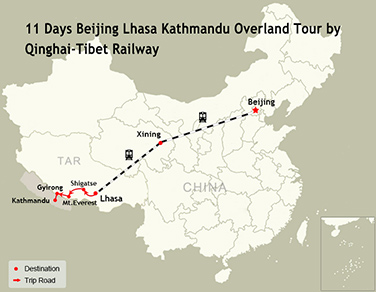 11 Days Beijing Lhasa Kathmandu Overland Tour by Qinghai-Tibet Railway