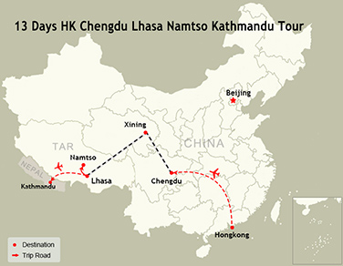 13 Days HK Chengdu Lhasa Namtso Kathmandu Tour