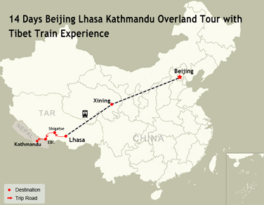 14 Days Beijing Lhasa Kathmandu Overland Tour with Tibet Train Experience