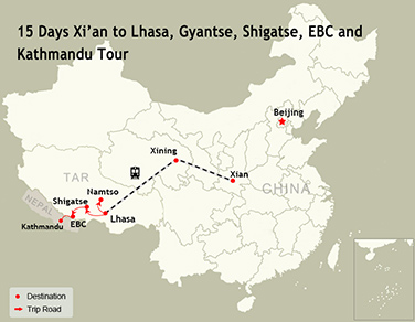 15 Days Xi’an to Lhasa, Gyantse, Shigatse, EBC and Kathmandu Tour