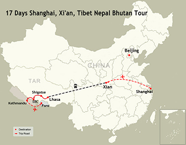 17 Days Shanghai, Xi'an, Tibet Nepal Bhutan Tour