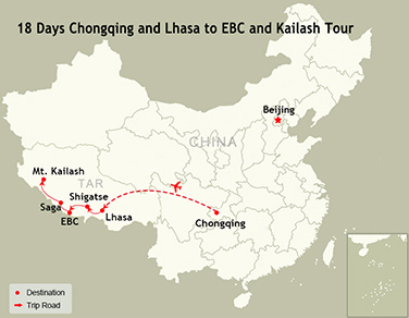 18 Days Classic Chongqing and Lhasa to EBC and Kailash and Manasarovar Tour