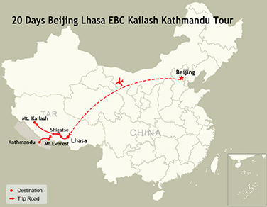 20 Days Beijing Lhasa EBC Kailash Kathmandu Tour