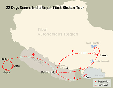 22 Days Scenic India Nepal Tibet Bhutan Tour