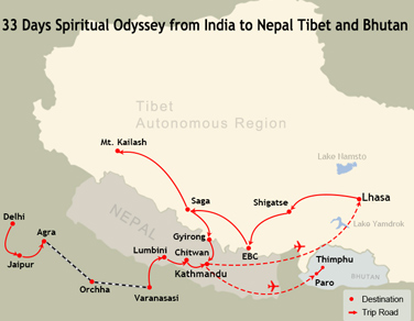 33 Days Spiritual Odyssey from India to Nepal Tibet and Bhutan