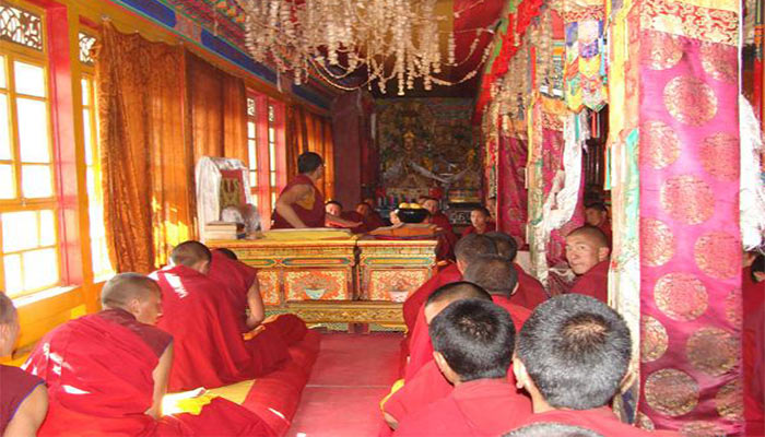 Buddhists in Ganden Monastery