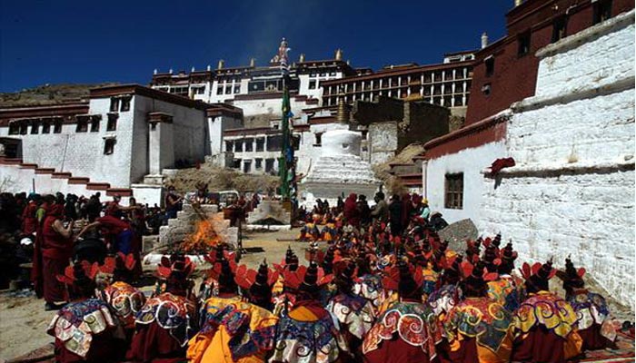 Tibetan Lamas in Ganden Monastery