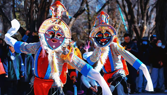 Tibetan opera performance during Shoton Festival