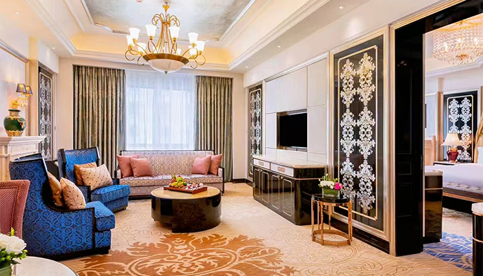 The separate living area of a suite