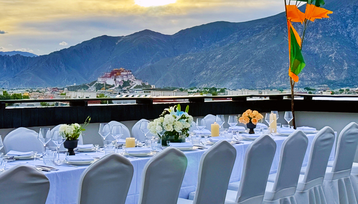 Rooftop terrace at Lhasa Fanlian Hotel