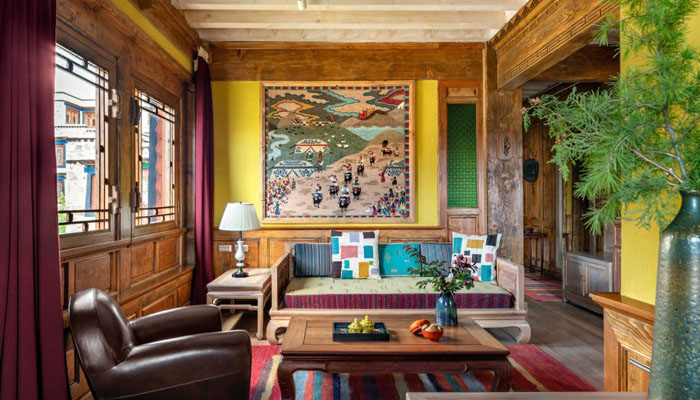 Tibetan-style guest room in Songtsam Lhasa Linka Hotel