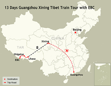 13 Days Guangzhou Xining Tibet Train Tour with EBC