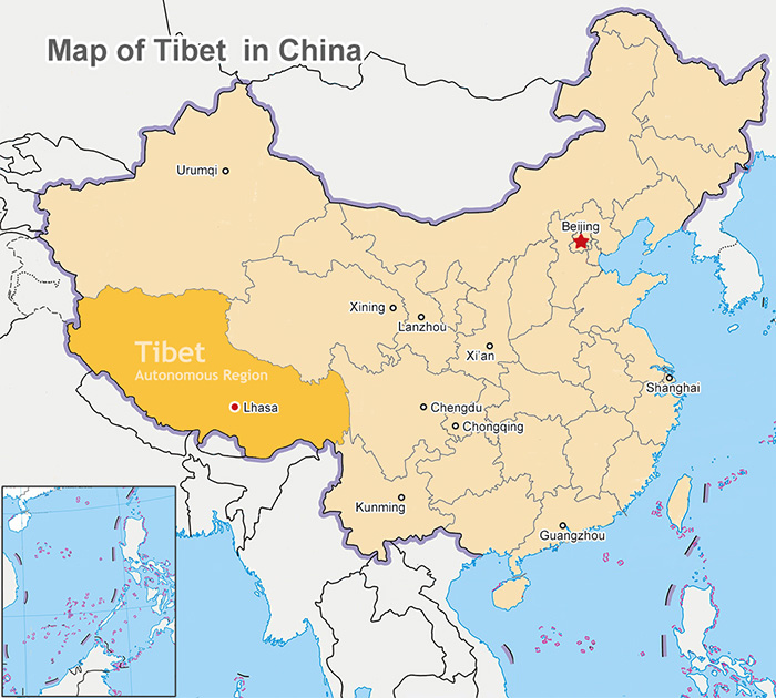 Tibet Region Map