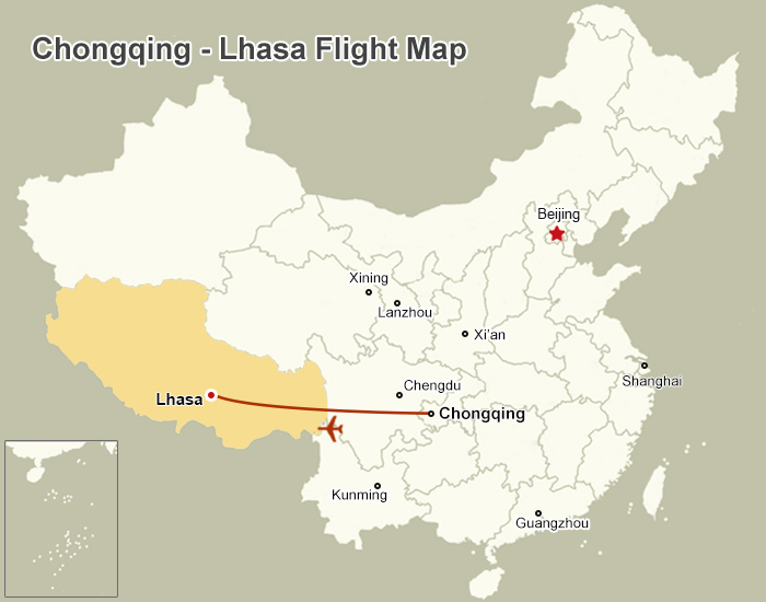  Chongqing Lhasa Flight Map