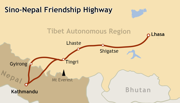 Map of Friendshihp Highway