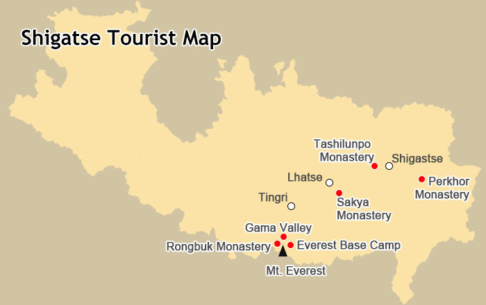  Shigatse Tourist Map