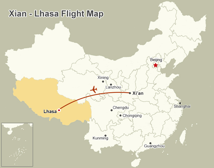  Xian Lhasa Flight Map