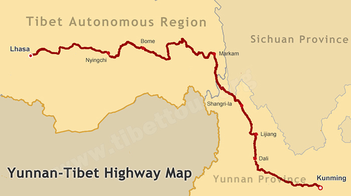 Map of Roads to Tibet