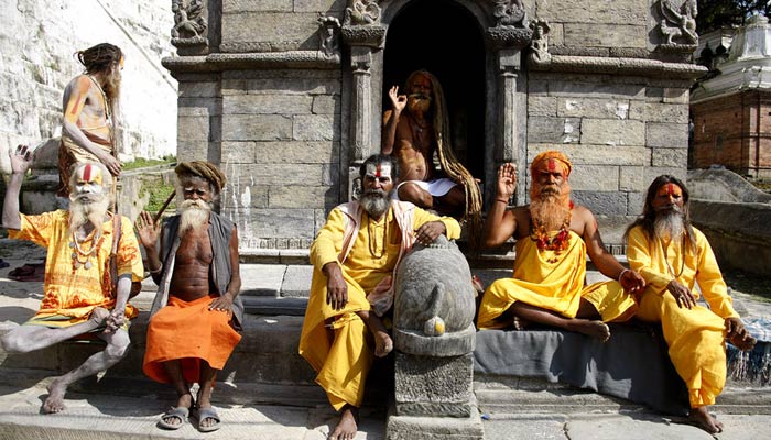 Monks in Pashupathinath Temple